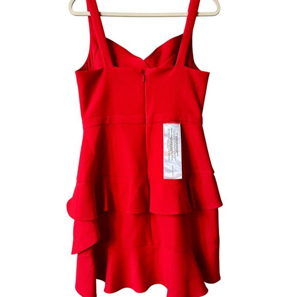 BCBGMAXAZRIA Red Dress Ruffle Tiered‎ Sweetheart Cocktail Party Size 8 NWT - Picture 5 of 7